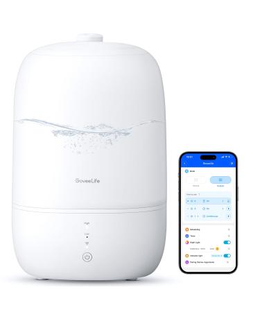 GoveeLife Humidifier for Bedroom 3L Top Fill Cool Mist with WiFi Humidity Control Oil Diffuser Auto Shut-Off Home Baby Plants Work with Alexa