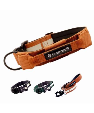 Teamwalk Premium dog collar - with magnetic handle light strip Air tag bag individually adjustable soft upholstery robust buckle with a suitable line available (rust red s) collar (4cm) rust red