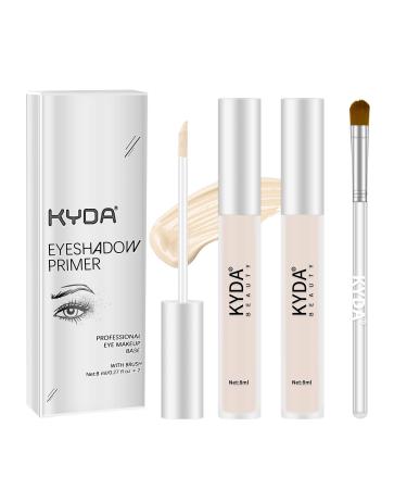 FREEORR 2PCS Matte Eyeshadow Primer Base Kit, Eye Shadow Base Cream Primer,Waterproof & Long Lasting, Liquid Eye Makeup Base Primer#01 BRIGHT