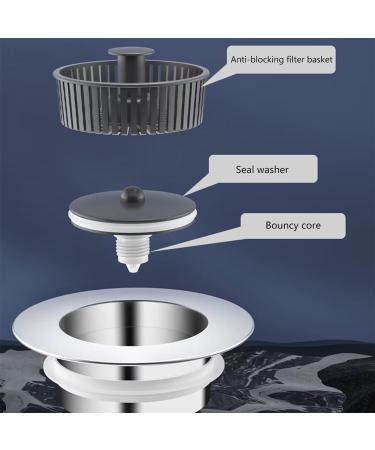 Upgraded Sink Filter Bathroom Shower Hair Filter Catch Drain Cover Kitchen Sink Plug Strainer Hole Easy Waste Disposal Sink Size Basket - Buy Online on SooperMarket.com