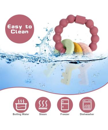Vicloon Baby Teething Toy - Silicone Teether for Boys and Girls | BPA-Free Chew Soothing Ring | Ideal Shower Gift (Wine Red) - Buy Online on SooperMarket.com