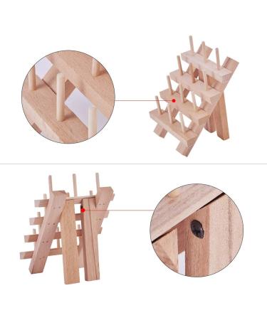 PandaHall 12 Spool Small Wooden Thread Rack Holder - Sewing Embroidery Organizer (Burlywood) - Buy Online on SooperMarket.com