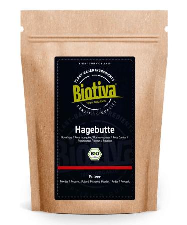 Biotiva rosehip powder organic 500g - EU harvest - from entire rose hips in Germany freshly ground - filled and checked in Germany (DE - KO -005) 500 g (1 Pack)