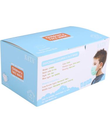 Kata 3-Ply Pleated Disposable Children's Face Masks - Green One Size Box of 50 - International Shipping Available - Buy Online on SooperMarket.com