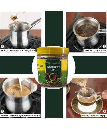 Yogis Ayurveda Immuno Sip Chai Tea With Tulsi Arjun Chaal Ginger And 4 Other Herbs And Spices. Loose Tea 100g. Eases Flu & Cold Symptoms Keeps Heart & Immune System Healthy Reduces Tiredness. - Buy Online on SooperMarket.com