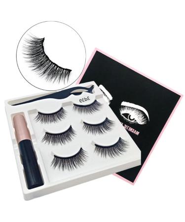 Magnetic Eyelashes And Eyeliner Kit 3 Pairs Reusable Magnetic Lashes With Eyeliner 3D Natural Look False Eyelashes Magnetic Eyelashes Natural Looking Lashes