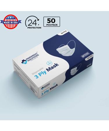 PandMedic Disposable Face Mask - Made in USA | Premium 3 Ply Medical Face Masks with Elastic Ear Loops - 50ct Box - Buy Online - Buy Online on SooperMarket.com