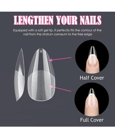 240PCS Medium Almond Gel Nail Tips Set - Pre-Buffed & Soft | Nail Extensions Kit for All Nails - Buy Online on SooperMarket.com