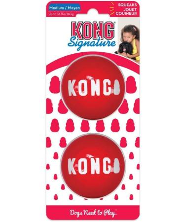 KONG - Signature Balls - 2 Pack Durable Ball for Chasing and Retrieving - For Medium Dogs Red M - Buy Online on SooperMarket.com
