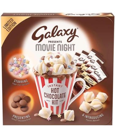 Hot chocolate gift with hot chocolate options of galaxy hot chocolate sachets hot chocolate drops popcorn marshmallows and sugar star sprinkles toppings for kids and adults - Buy Online on SooperMarket.com