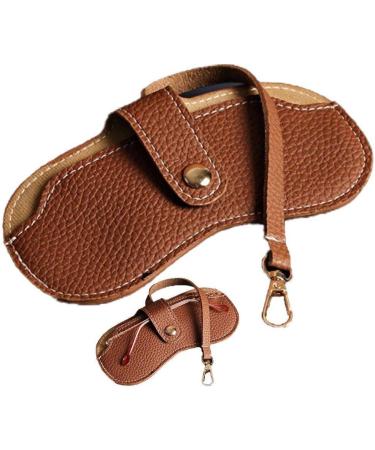 Vintage Leather Eyeglasses Case Holder | Portable Slim Sunglasses Pouch | Soft Glasses Bag for Men & Women - Brown - Buy Online on SooperMarket.com