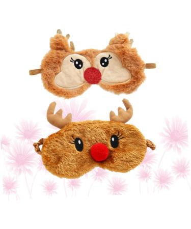 Shop NOLITOY 4 Pcs Animal Eye Masks | Plush Rudolph Eye Cover for Travel & Sleep | Soft Blindfolds for Comfort & Style - Buy Online on SooperMarket.com