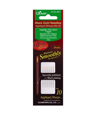 Clover 4971 Clover No.10 Needles Applique/Sharps  Black/Gold
