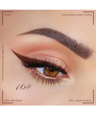 Dark Brown Coffee Liquid Eyeliner Set - Waterproof Colored Eye Liners for Women - Stamps Shapes, 2Pcs - Delineadores de Colores para Ojos - Long-Lasting Formula - Pack of 1 - Buy Online on SooperMarket.com