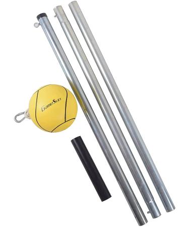 GAMESUN Galvanized Tetherball Set with Yellow Ball, Galvanized Poles, Rope for Outdoor, Backyard