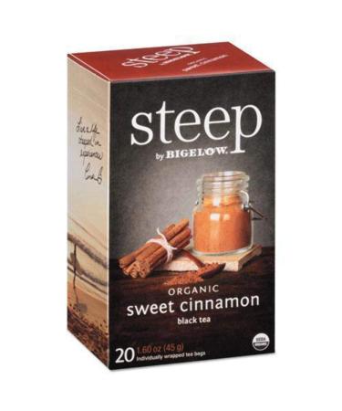 steep Organic Sweet Cinnamon Black Tea 20 Count Box (1 Box), Certified Organic, Gluten-Free, Kosher Tea in Foil-Wrapped Bags