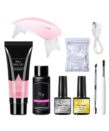 LOUMMRCY polygel nail kit polynail gel kit starter nail extension kit manicure beginner set nail art tools set faster kit 8 pieces pgp010-all-in-one French nail kit salon diy at home pgp010.PGP010.
