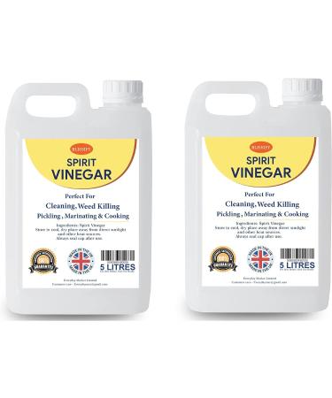 Spirit White Vinegar Food Grade Acetic Acid 5% Liquid for Household Cleaning Cooking Baking and Pickling (5L Pack of 2)