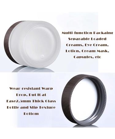 Tuakimce Set of 4 White Matted Glass Cream Cans - 20ml & 30ml Clear Fillable Containers with Lid for Cosmetics & Lottery Brown Wooden Grain Cover - Buy Online on SooperMarket.com