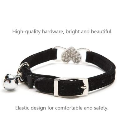 AIXI Cat Collar with Safety Belt and Bell - Heart Bling Design - 8-11 Inches - Black - Buy Online on SooperMarket.com