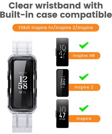 ANCOOL Clear Protective Case Band for Fitbit Inspire 2 - Black - Buy Online on SooperMarket.com