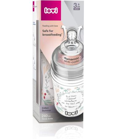 LOVI Anti-Colic Baby Feeding Bottle | Dynamic Teat | 3m+ | 240 ml | Super Air Vent System | Medically Tested | Indian Summer Trend - Buy Online on SooperMarket.com