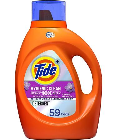 Tide Hygienic Clean Heavy 10X Duty Laundry Detergent Liquid Spring Meadow 59 Loads 92 Fl Oz He Compatible Spring Meadow 92 Fl Oz (Pack of 1)