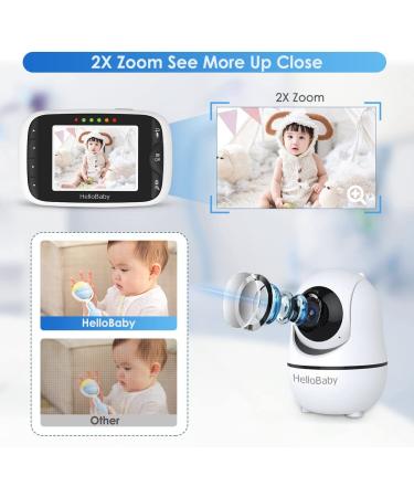 Hello Baby Monitor with Camera and Audio, LCD Display Video Baby Monitor - No WiFi, Infrared Night Vision, Temperature Screen, Lullaby, Two-Way Audio and VOX Mode (HB66) - Buy Online on SooperMarket.com