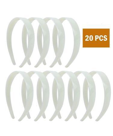 Timoo 20 Pcs Plastic Headbands - 1 Wide No Teeth Hair Bands for DIY & Craft - White - Girls & Women's Accessories - Buy Online on SooperMarket.com