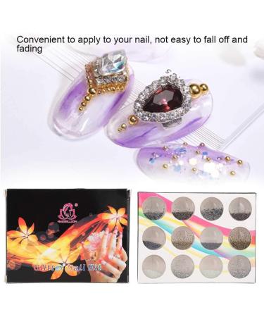 12 Grid DIY Nail Beads Plastic Nail Glitter Rhinestones Nail Art Decoration Manicure Tool Accessory DIY Nail Tip Ornament Beauty Nail Art 3D Decorations - Buy Online on SooperMarket.com
