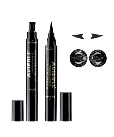 SUMEITANG 2 PCS Black Liquid Eyeliner Perfect Cat Eyes Stamp Winged Eyeliner Stamp Stencils Wing Eye Liner Pen Stamp Long Lasting Waterproof & Smudgeproof for Women Makeup Tool Set (Left and Right)