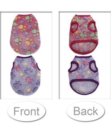 2 Pcs Warm Pet Shirt Footprints Pattern Pet Plush Pullover Soft Dog Plush Warm Hoodies Coat Apparel for Rabbit Cat Kitten Dog Puppy (XXS) - Buy Online on SooperMarket.com