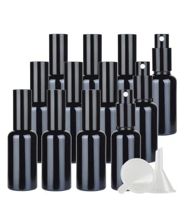 Zeoabsy 24 pieces 50ml black glass spray bottles & 2 pieces funnel 50 ml of empty glass refillable atomizable atomizer.