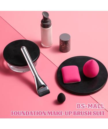 BS-MALL Foundation Makeup Brush Set | 3 Makeup Sponge Blenders | Silver & Pink | International Shipping - Buy Online on SooperMarket.com