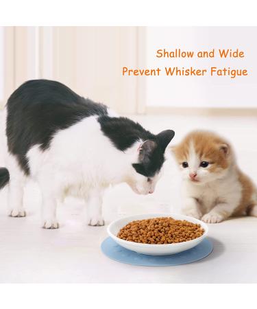 Ceramic Cat Food Plates and Wide Bowls for Stress-Relief Whisker Fatigue | Cat Feeding Dishes in White & Black - Buy Online on SooperMarket.com