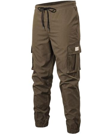 Elegancity Men's Cargo Trousers: Casual Jogger Work Pants with Drawstring, Regular Fit and Pockets (Sizes 38-46) - 32, Brown - Buy Online on SooperMarket.com