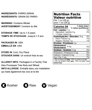 Organic Italian Pearled Farro 1lb - Kosher Vegan Grain | High Fiber | Bulk Pack - Buy Online on SooperMarket.com