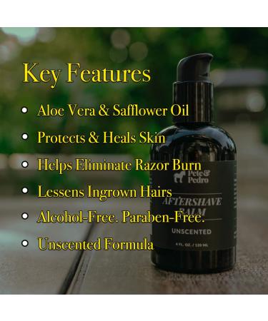 Pete & Pedro Aftershave Balm - Natural, Unscented Post Shave Moisturizer | Alcohol-Free with Aloe for Sensitive Skin & Razor Burn Relief - 4 oz - Buy Online on SooperMarket.com
