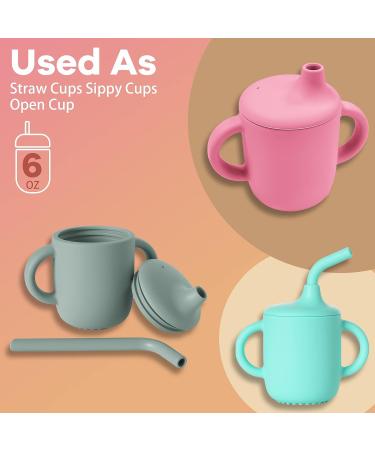 Silicone Sippy Cup with Straw for Baby 6 Months to 3 Years - No Spill Toddler Training Cup - 6oz (Blue) - Buy Online on SooperMarket.com