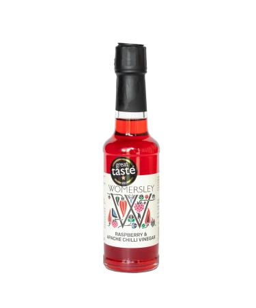 Womersley Fine Fruit & Herb Vinegar for cooking and recipes - Raspberry and Apache Chilli Vinegar for marinades seafood and salad dressing (150ml bottle) Raspberry & Apache Chilli
