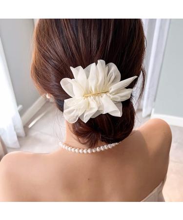 Chiffon Flower Hair Clips Set - 3PCS French Barrettes for Women and Girls in 3 Colors - Buy Online on SooperMarket.com