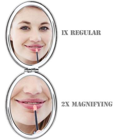 YTZJ Shatterproof Compact Mirror for Travel, Double-Sided Oval Makeup Mirror with Distortion-Free Feather Pattern - Perfect for Women and Girls - Buy Online on SooperMarket.com