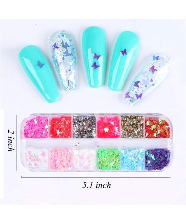 Kalolary 3D Butterfly Nail Art Glitter Sequins - Colorful Holographic Foil Debris for Women's Nail Decoration - Buy Online on SooperMarket.com