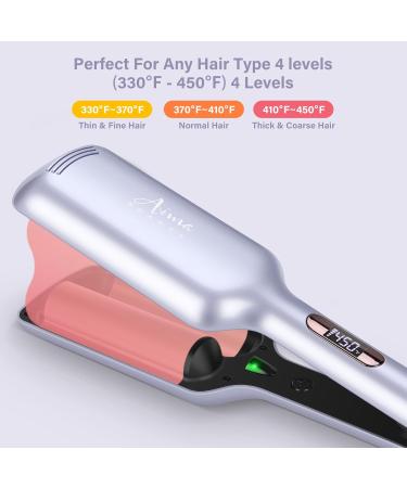 32mm Aima Beauty Twins Mermaid Hair Waver - Anti-Scald Curling Iron for Beach Waves | 1.25 Inch Dual Barrel | Fast 15S Heating - Perfect for All Hair Types (Light Purple - Buy Online on SooperMarket.com