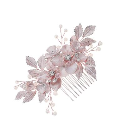 Rose Pink Pearl Hairpin Wedding Hairpin Bridal Hair Clips Accessories Everyday Headwear Thin Women Floral Hairpin For Wedding Bride Bridesmaid Party