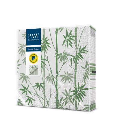 PAW - Napkins 3 -layer (33 x 33 cm) I 20 pieces I Perfect for birthdays parties weddings communion and celebrate i paper napkins printed on both sides I bamboo green stripes I bamboo forest boo forest stripe