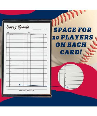 Covey Sports Baseball Softball Scorebook Side by Side Format (50 Games) + Lineup Cards (50-Pack) - Large Format Book with Line Up Card Sheets - Buy Online on SooperMarket.com