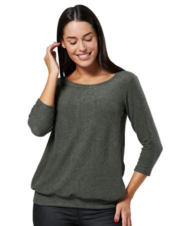HAPPY MAMA Women's Maternity Nursing Knitted Striped Jumper Top 1060 12-14 Khaki Melange