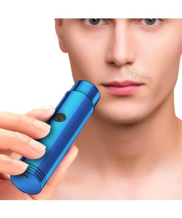 Mini Electric Shaver Men Portable Shaver USB Rechargeable Razor Wet & Dry Use Rotary Electric Shaver for Travel Blue - Buy Online on SooperMarket.com