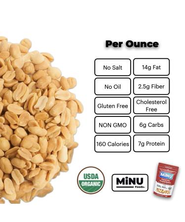 MiNU Organic Dry Roasted Unsalted Peanuts 16 oz - Keto Paleo Snack | MiNU Mindful Nutrition Superfood Protein Vegan NonGMO Gluten Free Valencia Peanuts - Buy Online on SooperMarket.com